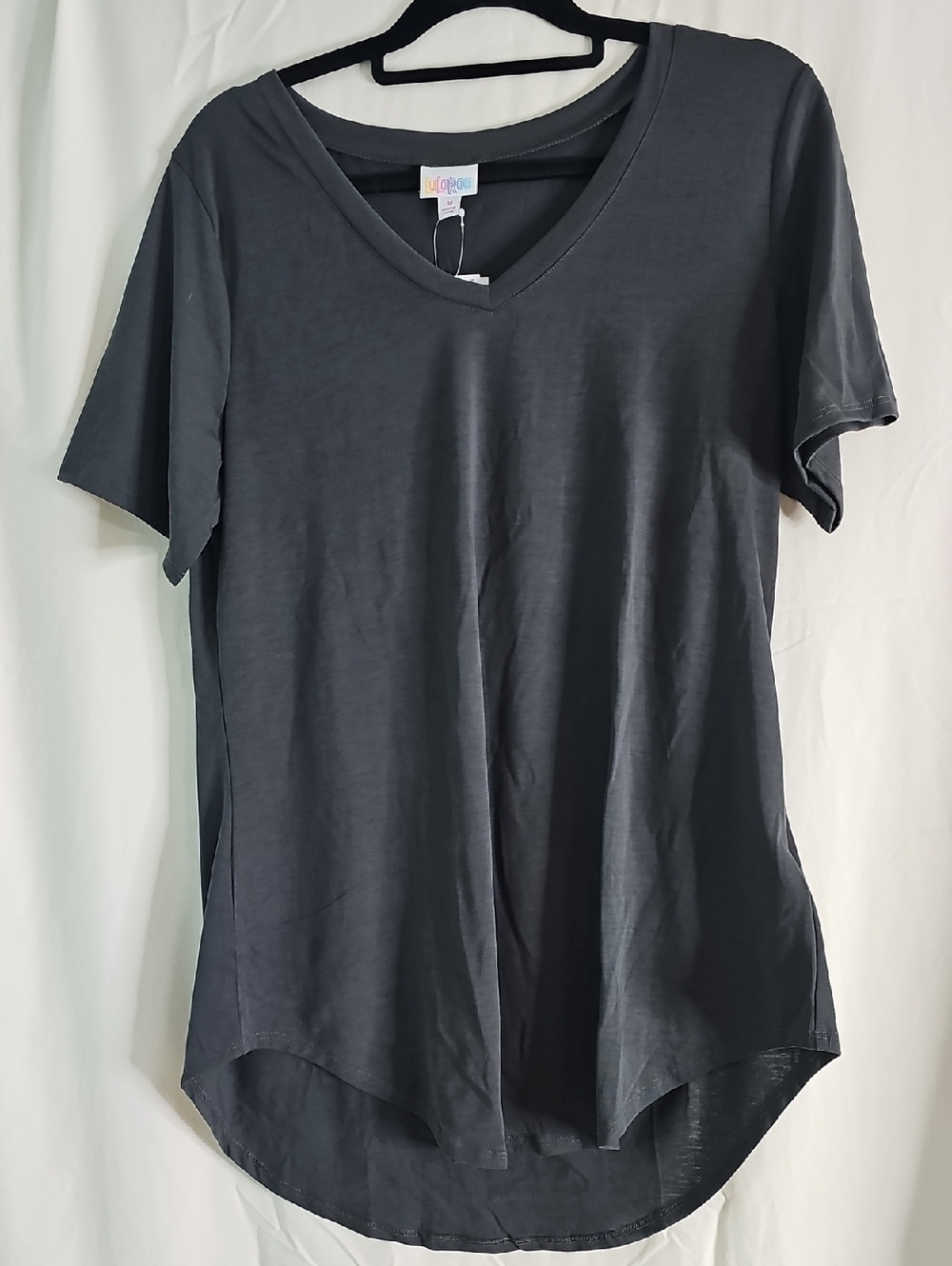 LuLaRoe Iris Dark Charcoal V-Neck Short Sleeve Top